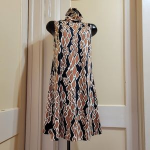 Julie Brown Sleeveless Turtleneck Abstract Snakeskin Dress